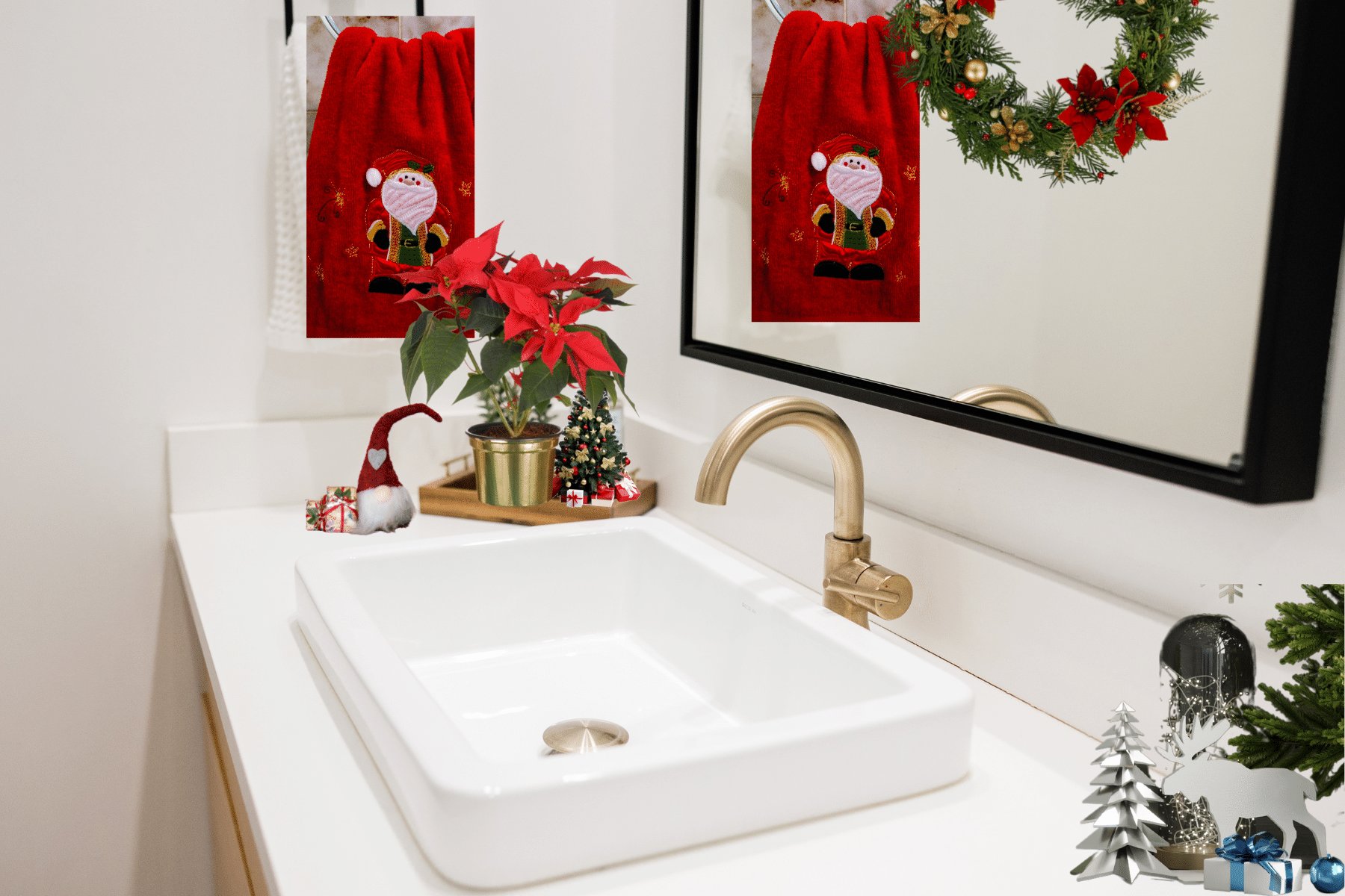 DIY Christmas bathroom decor ideas sink area
