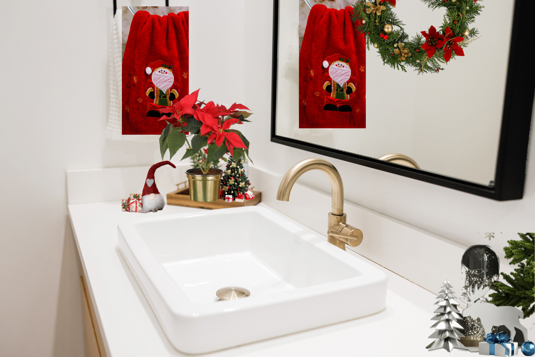 Sweet Shared Girls Bathroom with Black Plaid Hand Towels - Transitional -  Bathroom