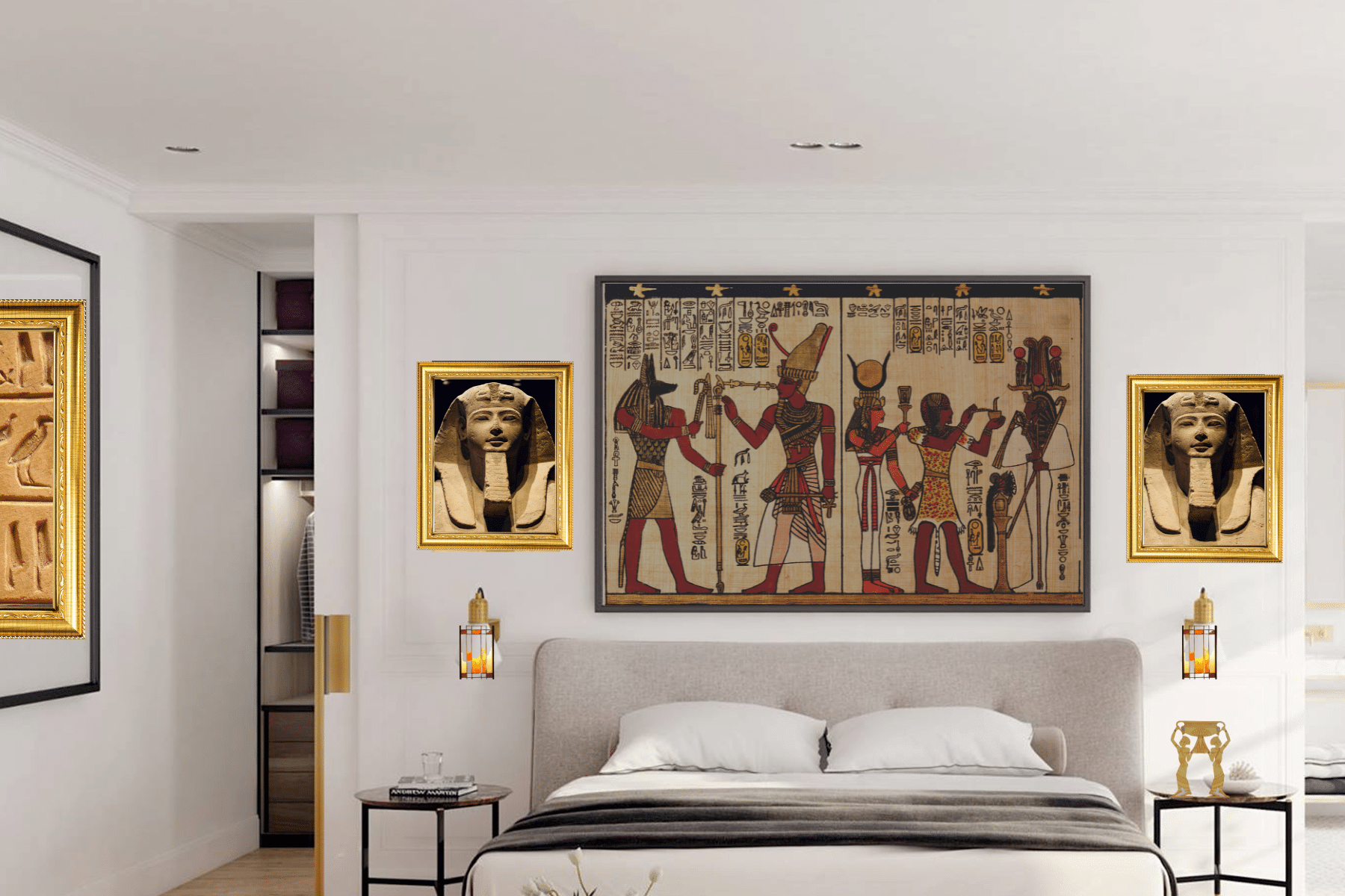 Egyptian Bedroom Decor Ideas Gold Walls