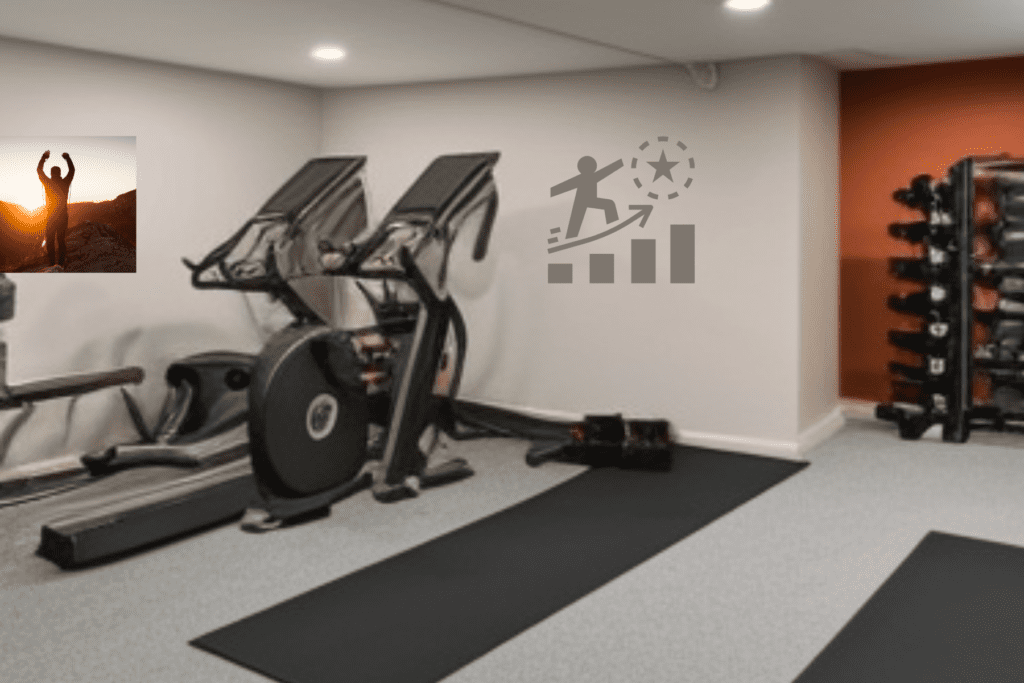 Man Cave Gym with Mats and Elliptical