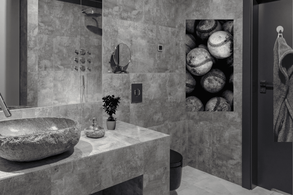 Man Cave Bathroom Ideas dark grey marble