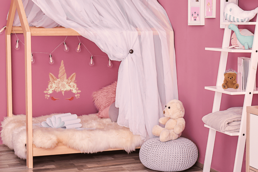 pink princess bedroom ideas with canopy
