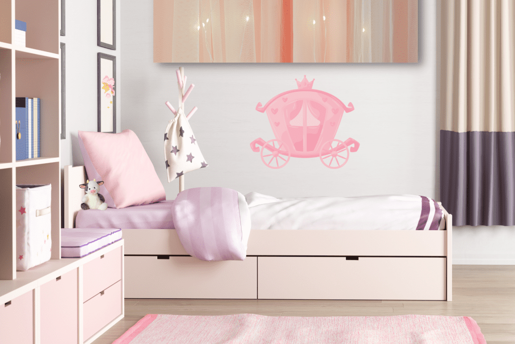 pink princess bedroom ideas with twinkle lights