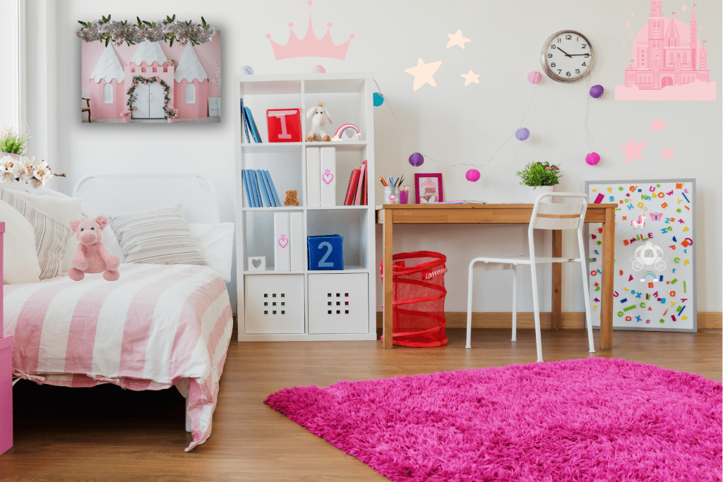 pink princess bedroom ideas with wall decals