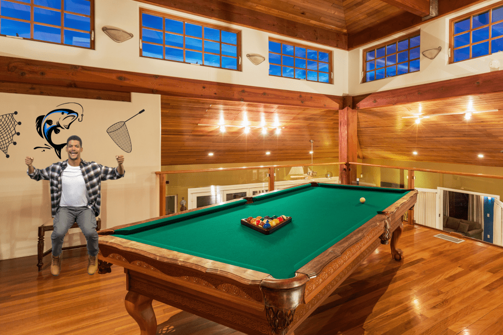 Fishing Decor Ideas For Your Man Cave with pool table