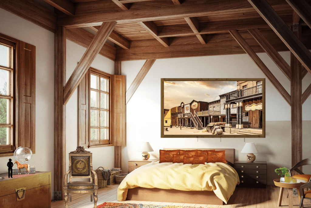 western bedroom furniture rustic style decor with leather pillows