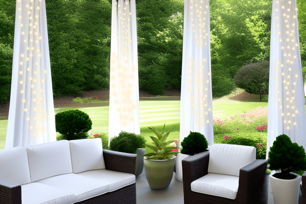 DIY Backyard Privacy Ideas for Patio and Deck with curtains
