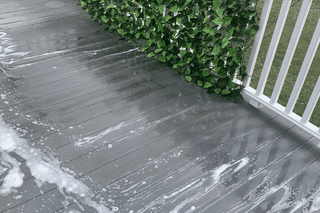 DIY Pressure Wash and Clean Your Deck soapy 2