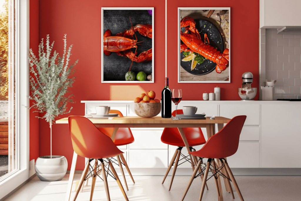 Lobster Kitchen Decor Ideas with wall art