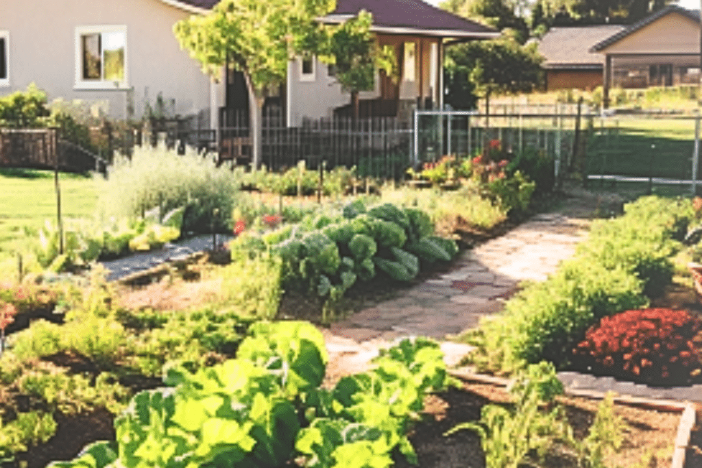 Farmhouse Backyard Ideas with a garden