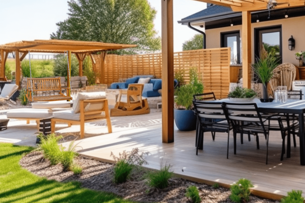 Farmhouse Backyard Ideas with backyard swing
