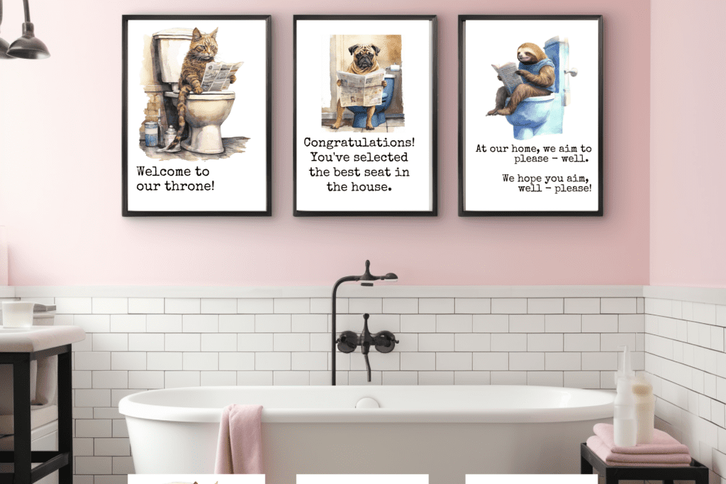 Free Printable Bathroom Wall Art Decor Ideas set of 3