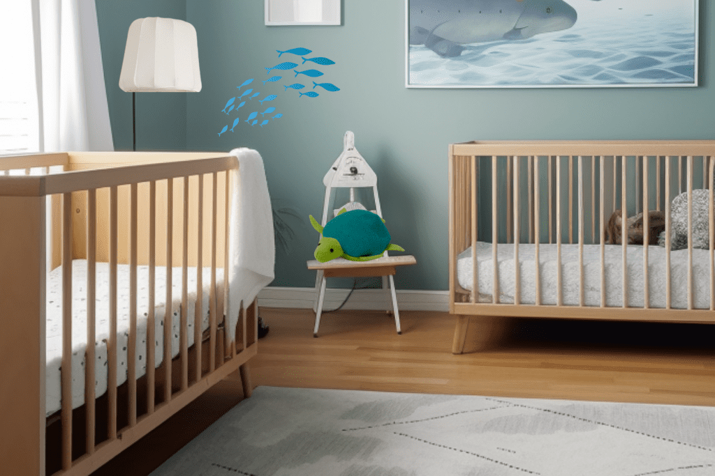 Watercolor Ocean Themed Nursery Wall Art color ideas
