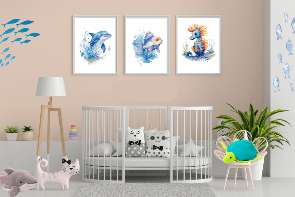 Watercolor Ocean Themed Nursery Wall Art - Free Printable