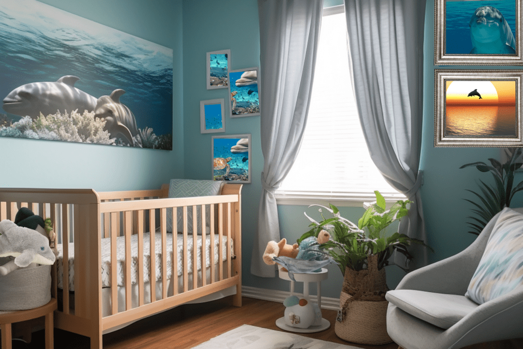 Watercolor Ocean Themed Nursery Wall Art showcase sea animals