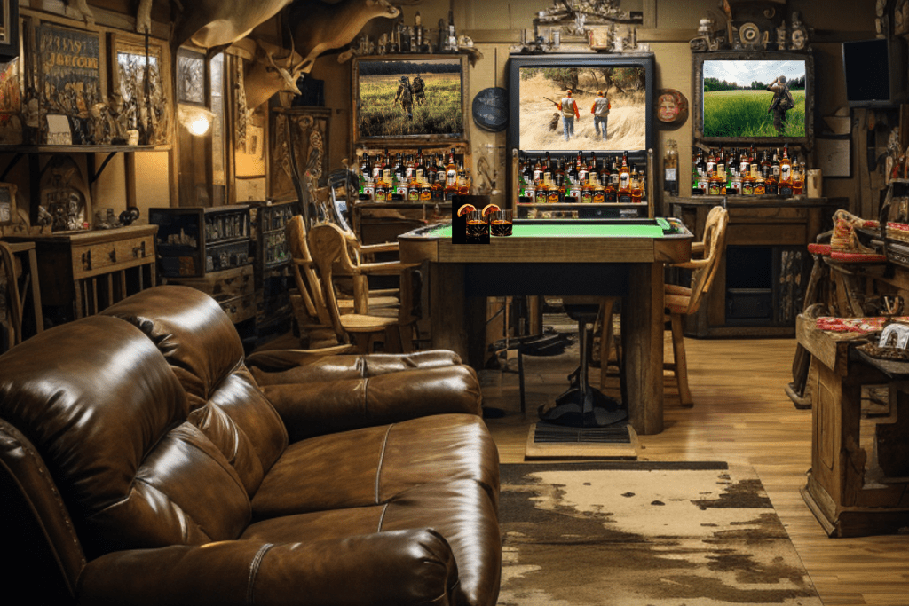 Hunting Man Cave Decor Ideas with bar