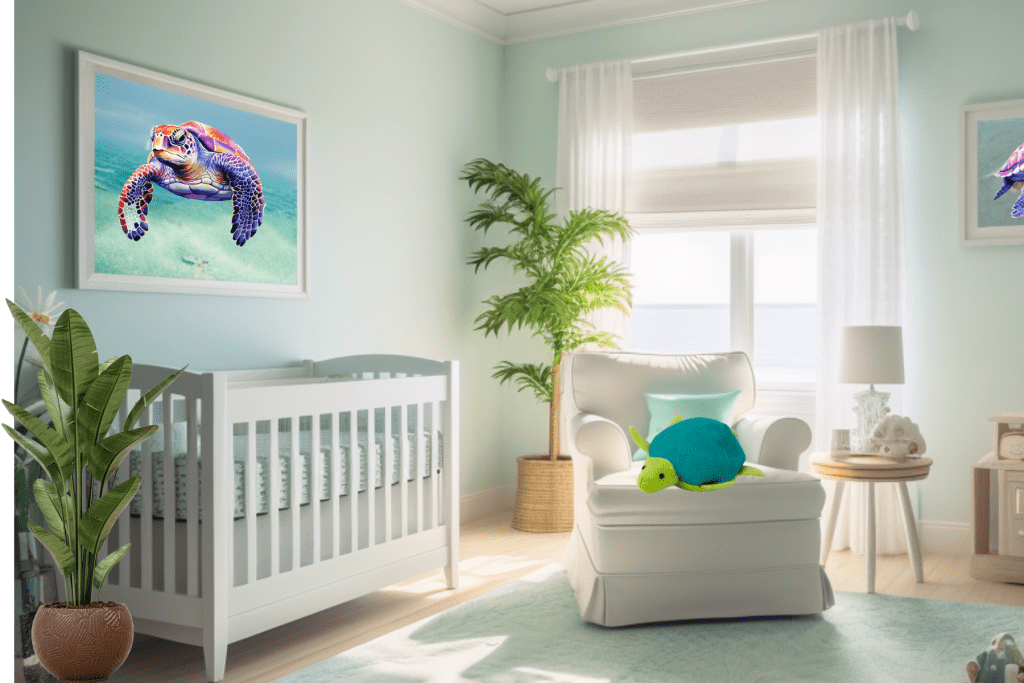 Watercolor Sea Turtle Themed Nursery Wall Art ideas