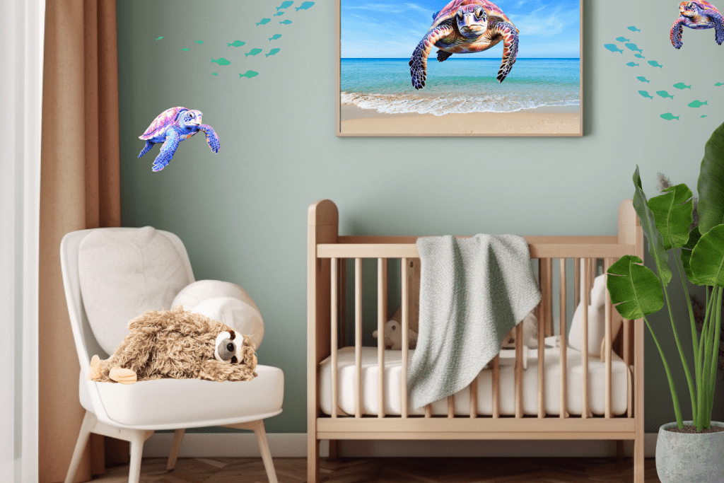 Watercolor Sea Turtle Themed Nursery Wall Art more great ideas