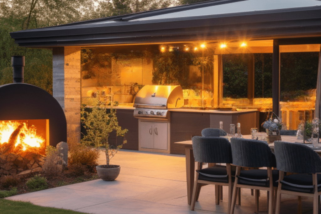 backyard bbq shed ideas with kitchen