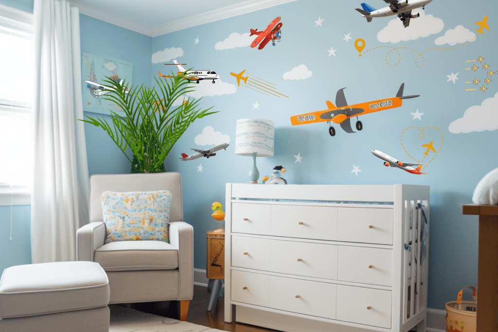 Airplane baby theme nursery ideas