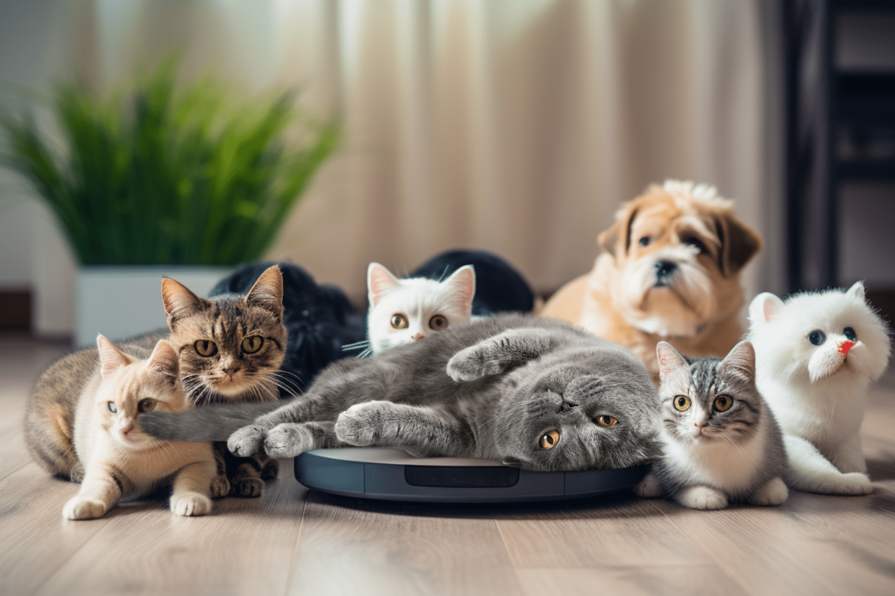 Clean with a robot vacuum for kittens and animals
