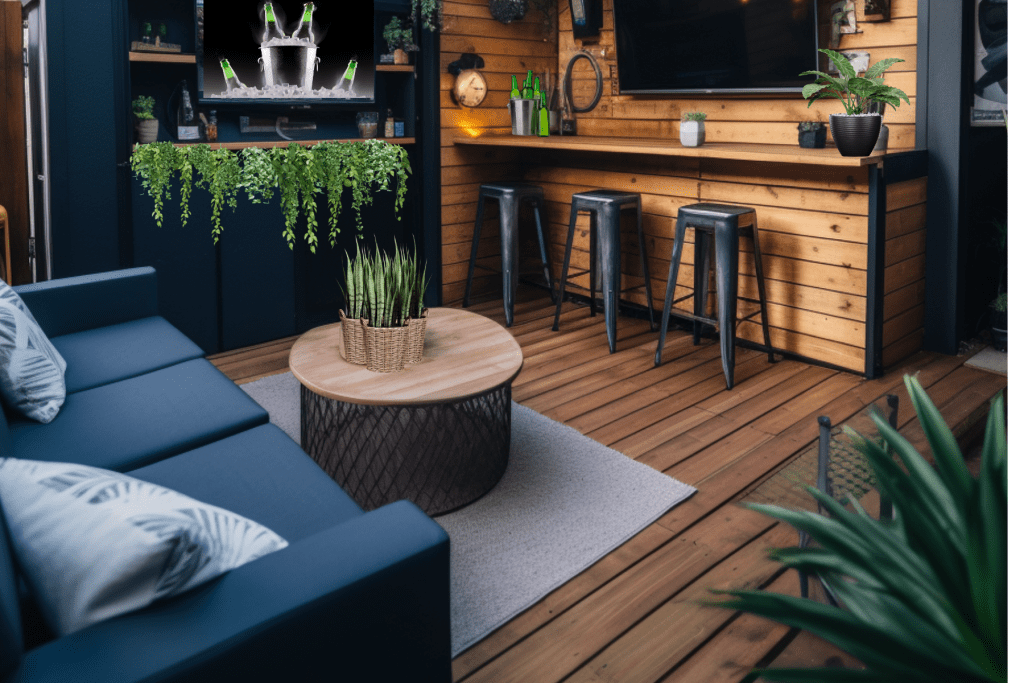 Man Cave Shed Ideas with television