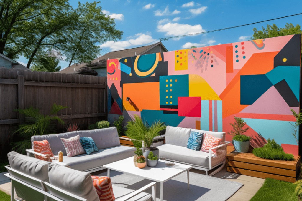 backyard mural ideas abstract geometric shapes