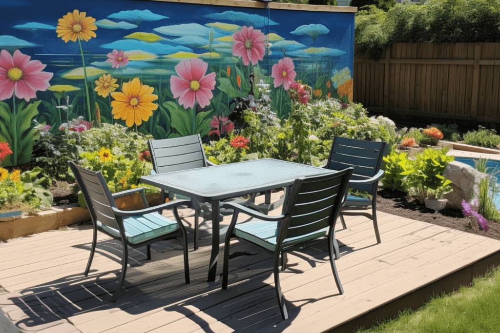 backyard mural ideas with a water feature