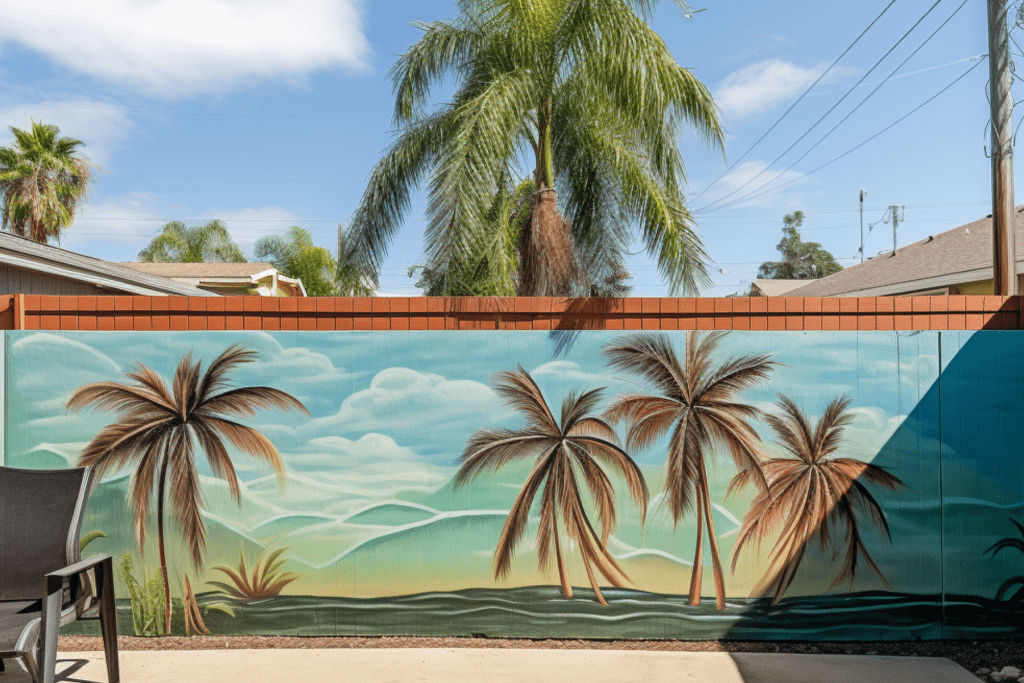 backyard mural ideas with palm trees