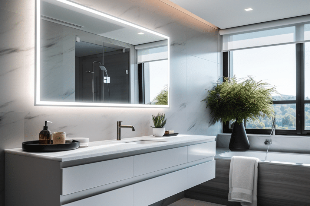 Backlit Bathroom Mirror Ideas for bright bathroom