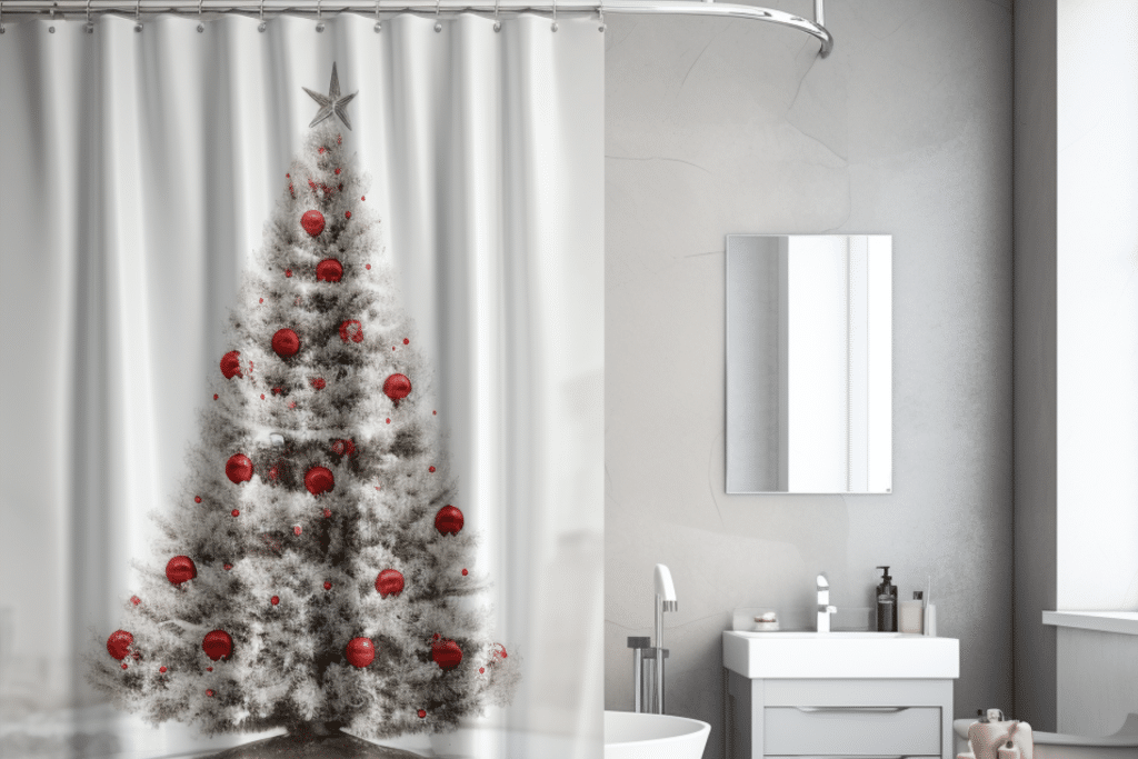DIY Christmas Bathroom Decor Shower Curtain Ideas  