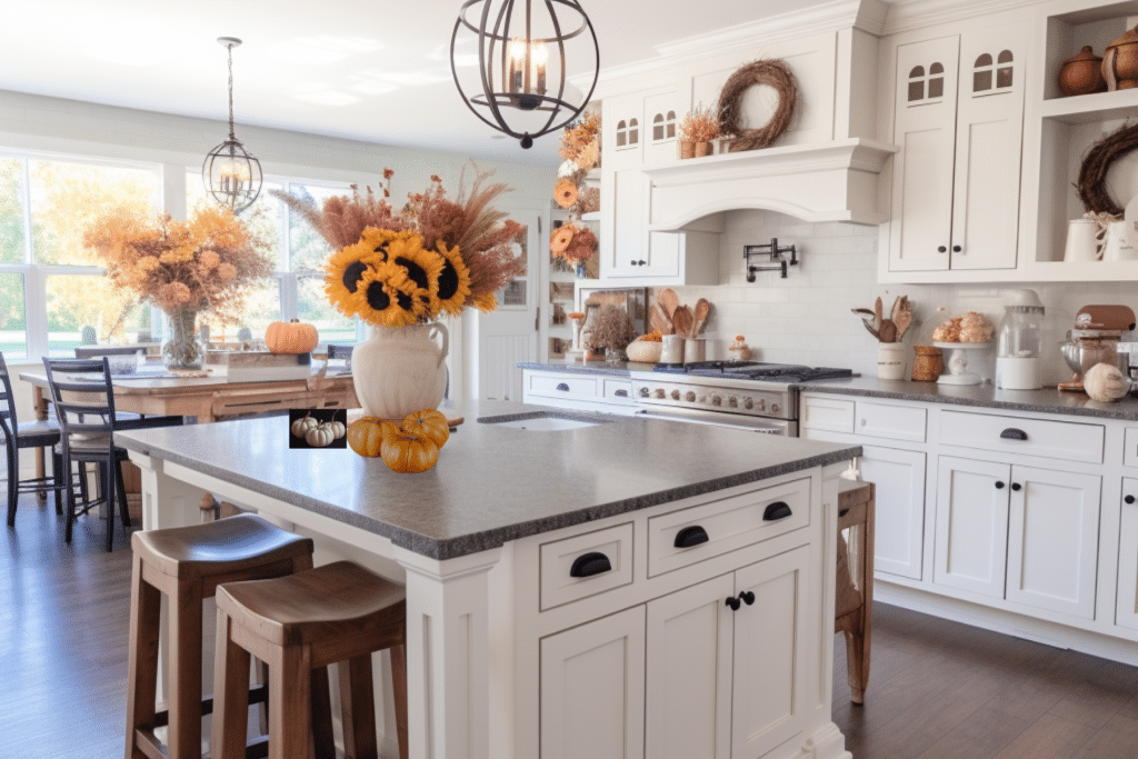 kitchen fall decor ideas with sunflowers