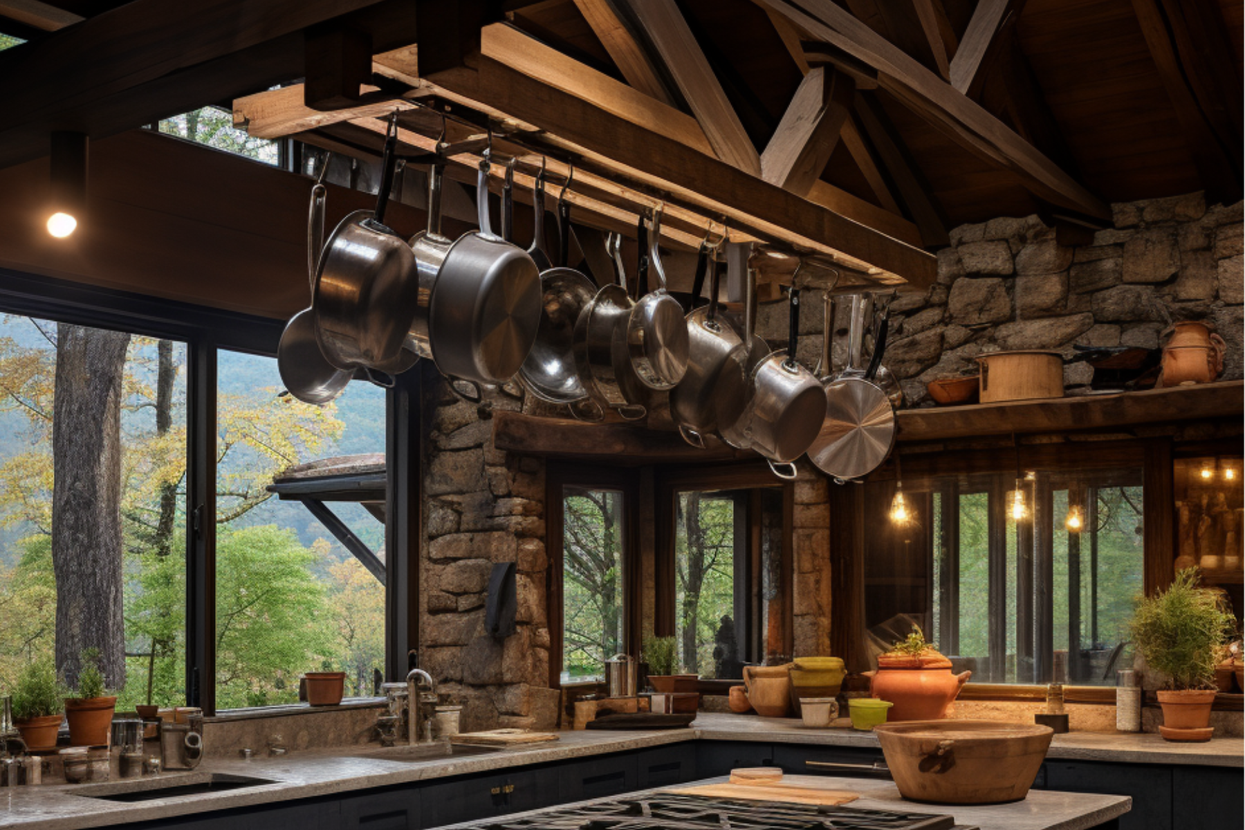 cabin kitchen decor ideas pots and pans