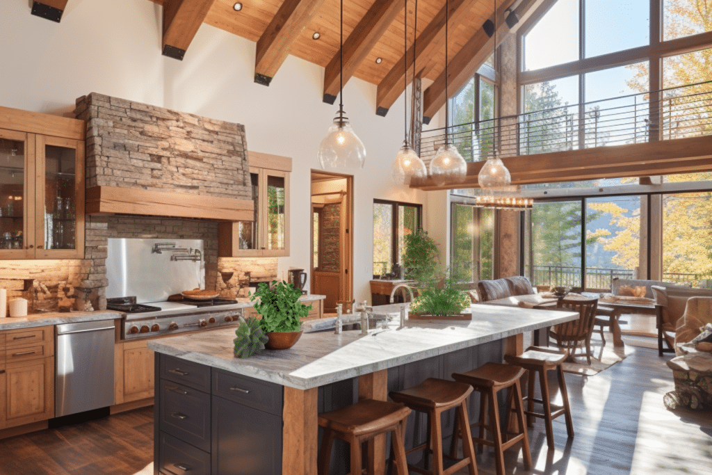cabin kitchen decor ideas stone accents