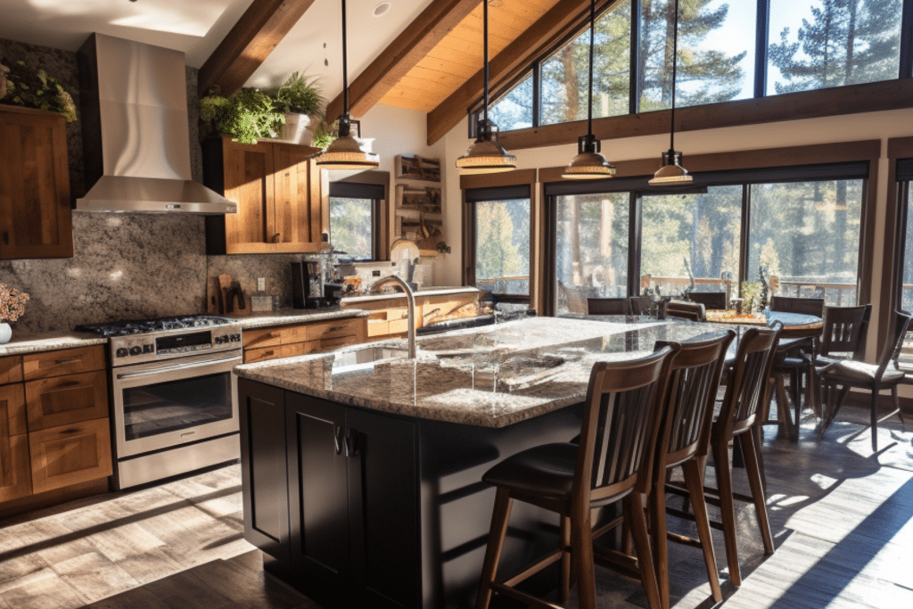 cabin kitchen decor ideas with wine and cheese plate