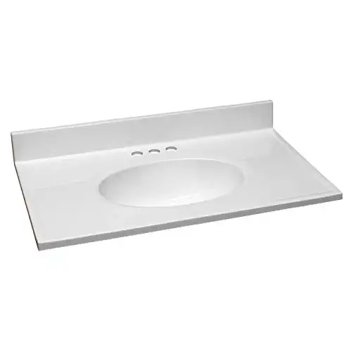 Design House 586198 Cultured Marble Vanity Top 31x19, Solid White
