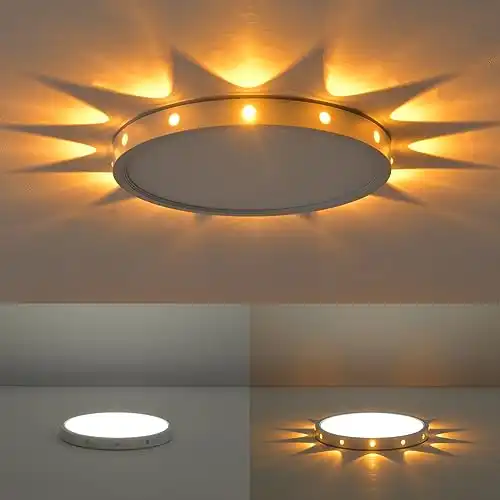Anmaice 12in Flush Mount led Ceiling Light fixtures.Modern Ceiling Lamps with nightlight for Bedroom Kids Room Hallway Living Room White Round