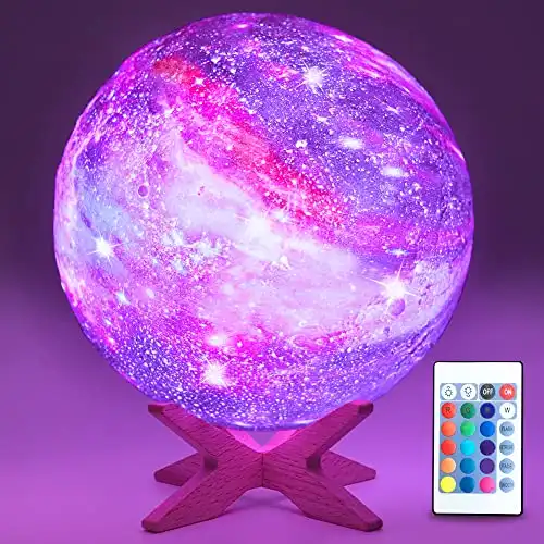 HYODREAM5.9' Moon Lamp Kids Night Light Galaxy Lamp 16 Colors LED Moon Light with Rechargeable Battery Touch & Remote Control as Birthday Gifts for Boys/Girls/Kids