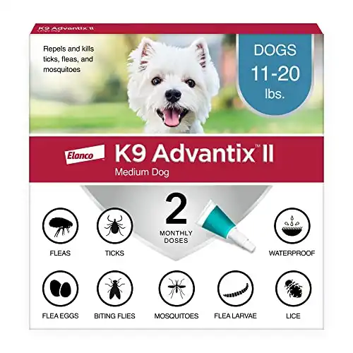 K9 Advantix II Medium Dog Vet-Recommended Flea, Tick & Mosquito Treatment & Prevention | Dogs 11-20 lbs. | 2-Mo Supply 2 Count(Pack of 1)