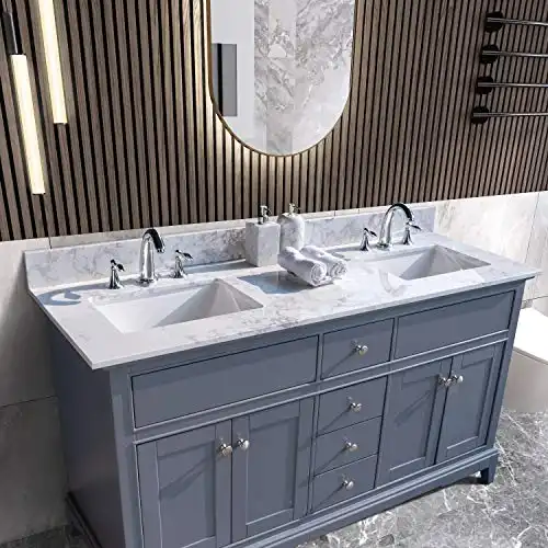 Merax 61"x 22" Bathroom Stone Vanity