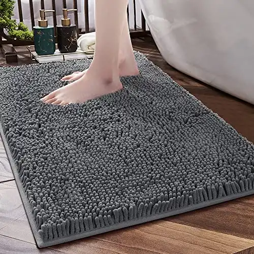 SONORO KATE Bathroom Rug,Non-Slip Bath Mat,Soft Cozy Shaggy Thick Bath Rugs for Bathroom,Plush Rugs for Bathtubs,Water Absorbent Rain Showers and Under The Sink (Dark Grey, 32"×20")