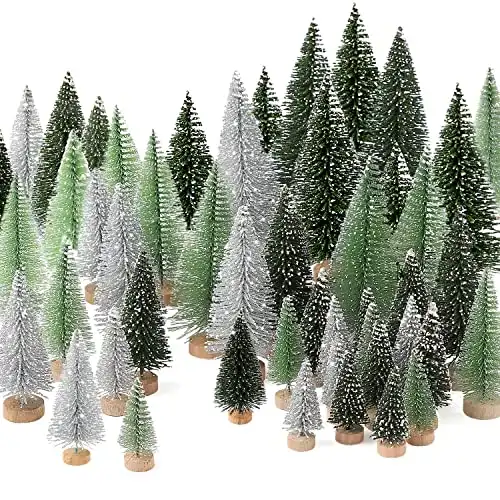 Mini Christmas Trees Decorations,Artificial Christmas Tree Bottle Brush Trees for Christmas Decor Christmas Party Home Table Craft Decorations (Silver,Green)