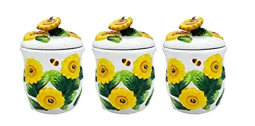 ACK Sunflower 3pc Canister Storage Set 3-d New