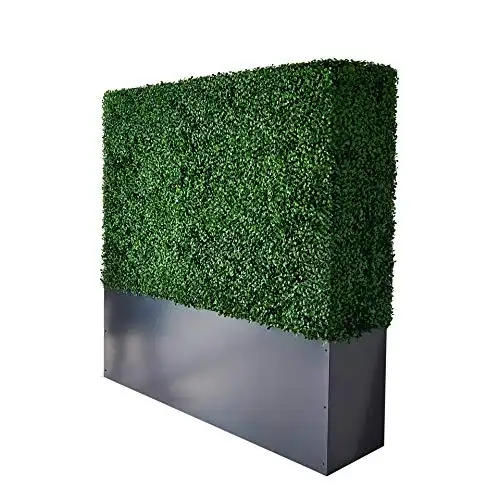AGPL Upgraded Artificial Boxwood Hedge Wall with Gray Color Planter Room Divider and Privacy Wall Backdrops (48" H 48" W 12" D)