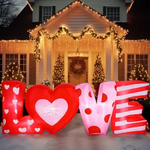 VIHOSE 9 ft Valentines Day Inflatable Love Letters with LED Lights, Blow Up Valentine Decorations Romantic Decor for Wedding Propose Anniversary Outdoor Indoor Yard Party Supplies