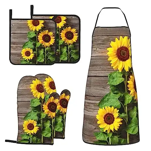 Spring Sunflowers Oven Mitts and Pot Holders Set