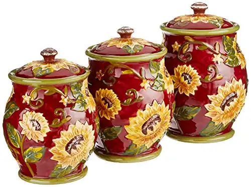 Certified International Sunset Sunflower 3 pc. Canister Set ,One Size, Multicolored