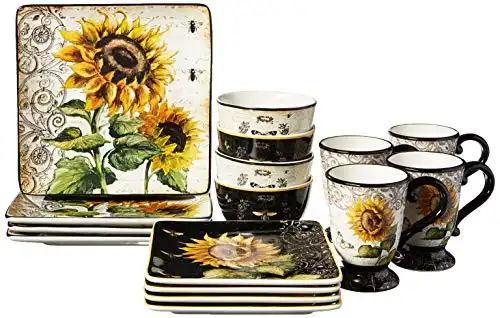 Certified International French Sunflower 16 pc. Dinnerware Set, Service for 4, Multicolored