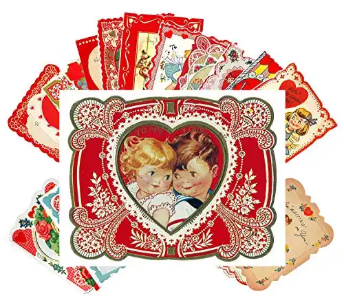 PIXILUV Vintage St Valentine Day Greeting Cards 24pcs Cute Kida Couple Love REPRINT Postcard