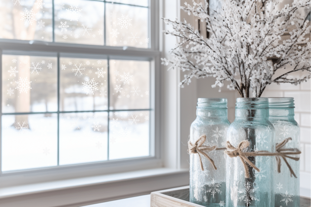 Cheap winter decor ideas glass jars